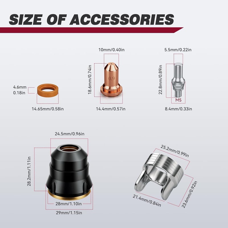 ARCCAPTAIN 23Pcs IPT60 Plasma Cutter Torch Consumables, .035" Plasma Cutter Accessories for CUT55 NON-HF and CUT55 MP, Work with 30-40A Current - Image 3